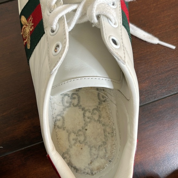 Gucci Ace Web Embroidered Bee Leather Sneakers size 37 Made in Italy Authentic - Picture 3 of 16